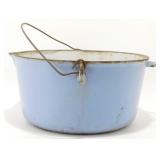 Vintage Cast Iron Blue Enamel Pot with Lid