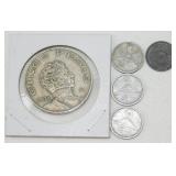 Group of 5 Foreign Coins - 1972 Mexican Cinco