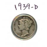 1939-D Mercury Silver Dime