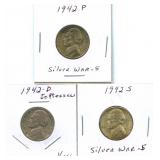 1942-P, D & S Jefferson Silver War Nickels