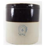 ** #6 Macomb Horseshoe Crock - Has Crack and is