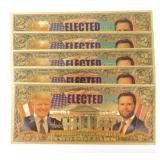 5 Gold Foil Donald Trump & J.D. Vance $2 Bills