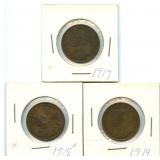 (3) One Cent Canada - 1917, 1918 & 1919