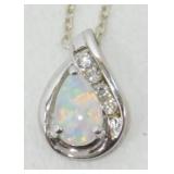 Vintage Sterling Silver Fire Opal Necklace - 18ï¿½