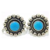 Vintage Sterling Silver Turquoise Screwback