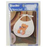 Bucilla Bedtime Bear Bib Vintage Cross Stitch