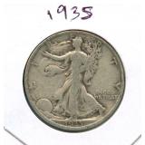 1935 Walking Liberty Silver Half Dollar
