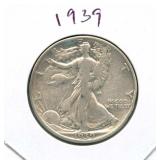 1939 Walking Liberty Silver Half Dollar