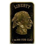 One Ounce .999 Fine Clad Gold Bar