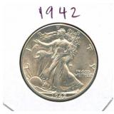 1942 Walking Liberty Silver Half Dollar - BU