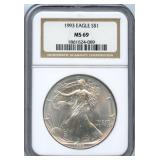 1993 U.S. Silver Eagle - NGC MS 69