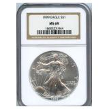 1999 U.S. Silver Eagle - NGC MS 69
