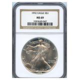 1992 U.S. Silver Eagle - NGC MS 69