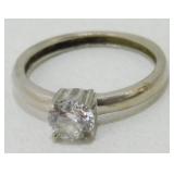 Vintage Sterling Silver Solitaire CZ Ring - Size