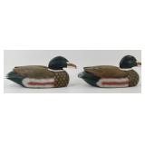 Pair of Small Hand-Painted Wooden Duck Decoys