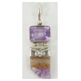 Sterling Silver Faceted and Stalactite Amethyst
