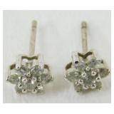 Sterling Silver CZ Flower Earrings