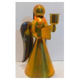 Vintage Brass & Copper Angel Candle Holder - 9"