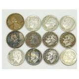 Pennies & Dimes Lot: Pennies 1929 & 1994, Dimes