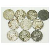 Nickels Lot: 1905, 1979, 1964 (3), 1953, 1963,