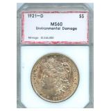 1921-D Morgan Silver Dollar - PCI MS60