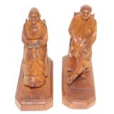 2 Vintage Hand-Carved Figures - 3.5" Tall