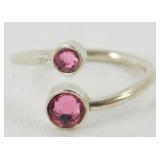 Sterling Silver Bypass Pink Stone Ring - Size 7