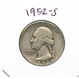 1952-S Washington Silver Quarter