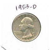 1953-D Washington Silver Quarter