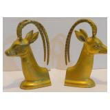 Vintage Mid Century Brass Gazelle Bookends