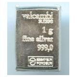 Valcambi Suisse 1 gram .999 Fine Silver Bar