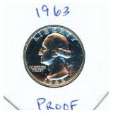 1963 Washington Proof Silver Quarter