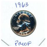 1963 Washington Proof Silver Quarter