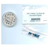 2021 .999 Silver 1 oz Porcupine Fish Tokelau BU