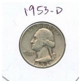 1953-D Washington Silver Quarter