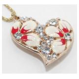 Betsey Johnson Heart Rhinestone Pendant Necklace