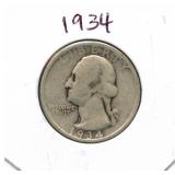 1934 Washington Silver Quarter