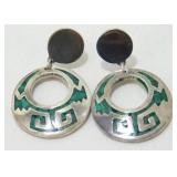 Vintage Sterling Silver Mexico Malachite Inlay