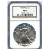 1989 U.S. Silver Eagle - NGC MS 69