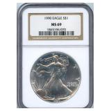 1990 U.S. Silver Eagle - NGC MS 69