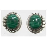 Malachite and Sterling Silver Earrings - 5.4
