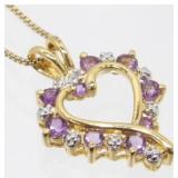 Heart Amethyst CZ Sterling Silver Pendant