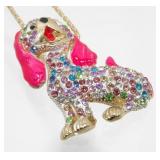 Betsey Johnson Dog Rhinestone Pendant Necklace