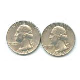 Pair of 1964-D Washington Silver Quarters