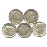Group of 5 Roosevelt Silver Dimes