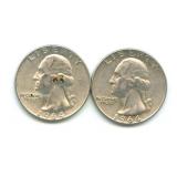 Pair of 1964-D Washington Silver Quarters