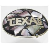 Alpaca Silver and Abalone Texas Belt Buckle -