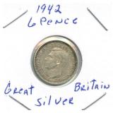 1942 Great Britain Silver Sixpence
