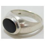 Vintage Sterling Silver Black Onyx Ring - Size 9
