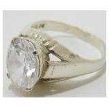 Vintage Sterling Silver Large CZ Ring - Size 8